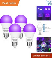 9W LED Black Light Bulb A19 UV Fluorescent Party Neon Glow 4 Pack