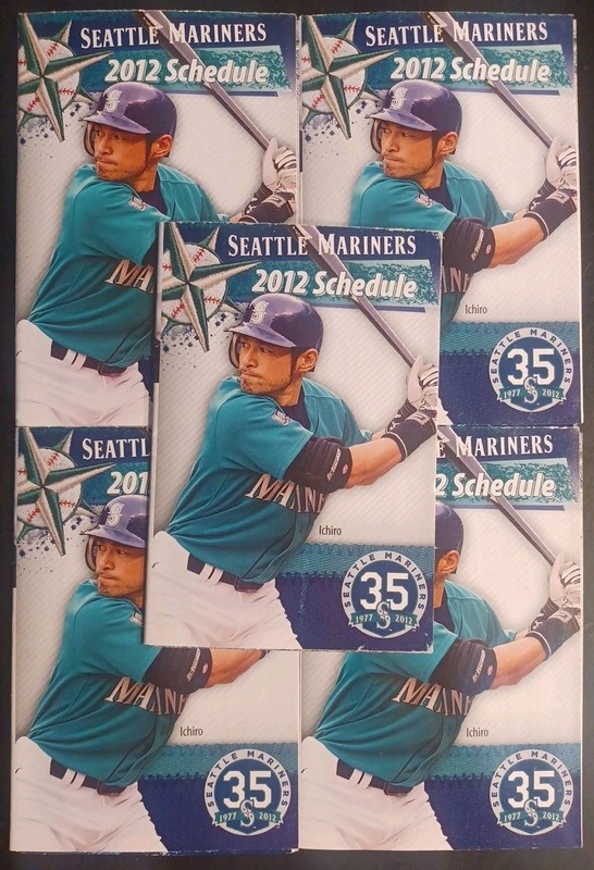 2012 SCHEDULE [5] SEATTLE MARINERS ICHIRO HOF FELIX HERNANDEZ SMOAK NM/MT 05973