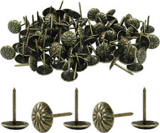 100 Pcs 7/16Inch Antique Brass Upholstery Tacks for Furniture, Metal Thumb