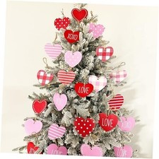 Valentine Tree Decorations, 24pcs Large Wood Valentine Hanging Red Pink White