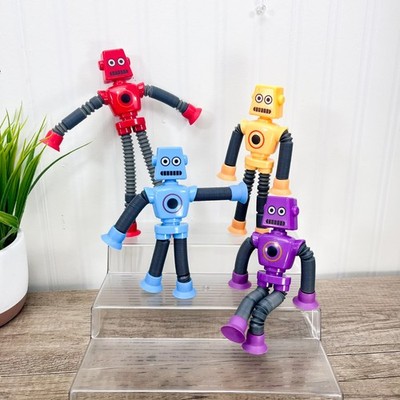 Sensory Travel Toys Kids Toddlers Autism Pop Tube Robot Suction Cup 4Pcs