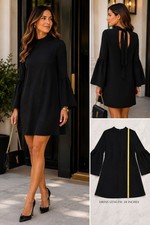 Mango Suit Black Bell Sleeve Mini Dress 4 Quiet Luxury Date Night Mod Chic