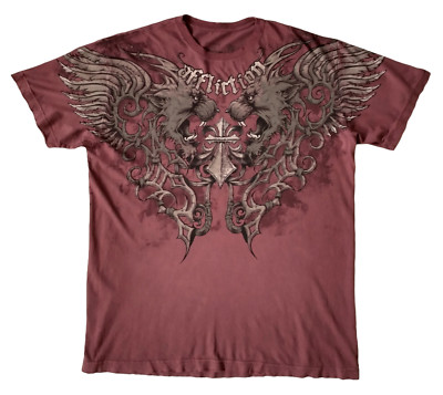 Affliction T-Shirt CAESAR 2XL NWT Lions Maroon Vintage