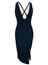 NEW NWT Blossom Black Plunge Neck Bodycon Asymmetric Hem Sleeveless Dress Size 6