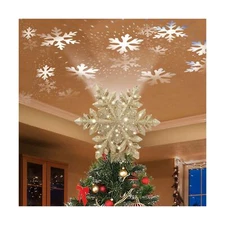 DG-Direct Christmas Tree Topper Lighted with Golden Snowflake Projector, Led ...