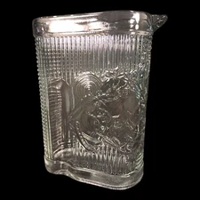 1.5 Qt Clear Heavy Glass Oblong Juice Water Pitcher Embosssed Vegetable Pattern