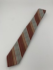 VTG 60s 70s Wemlon by Wembley Orange, Blue, Beige Tie 53x2.75 Skinny Striped Mod