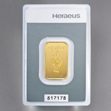 Lingotto oro Heraeus 1 - 5 - 10 grammi 999 oro fino in blister con certificato
