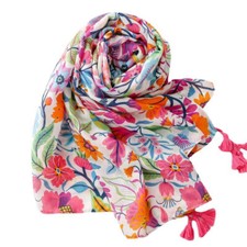 Womens Garden Floral Shawl Tassel Colorful Beach Vacation Pashmina Wrap Scarf