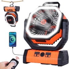 Up to 96hours Battery Portable Camping Fan with 20000mAh Rechargeable Power Bank