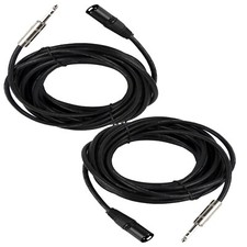 2Pcs 25FT XLR 3-Pin Male Cables to 6.35mm 1/4" Stereo Mono Shielded Cable Cord