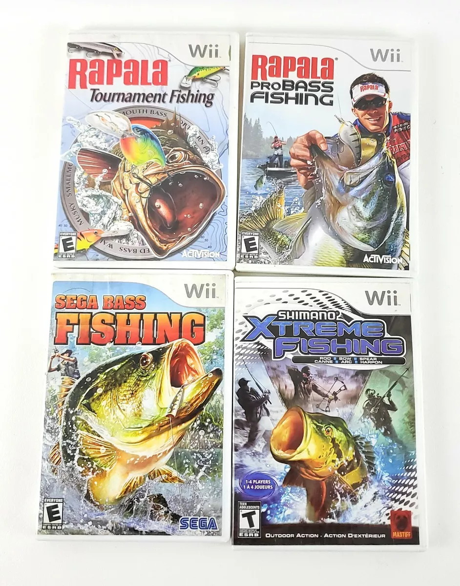 Wii Lot Of 4 Fishing Games Sega Bass Fishing, Rapala Tournament Fishing