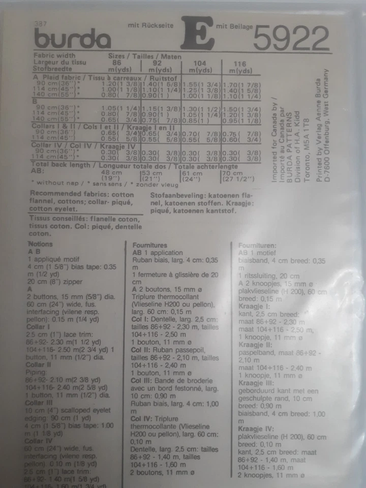 Dress Modest Country 2 3 4 6 Girls Burda 5922 Sewing Pattern UC FF Holiday Party - Image 3 of 3