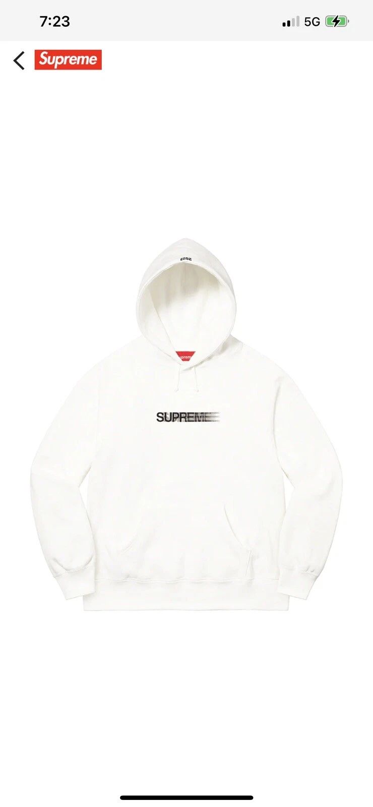 Sweat à capuche logo Supreme Motion SS23 taille petite boîte blanche logo sweat shirt NEUF