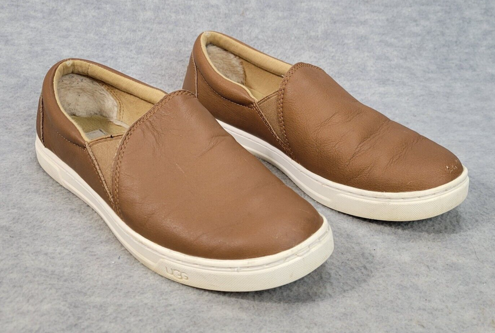 UGG Kitlyn Brown Leather Slip-On Sneakers Comfort Women's Size 8 Low Top 1102292
