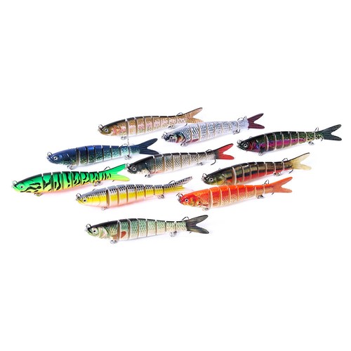 10Couleur 10CM 11.4G Leurre Poisson Nageur Swimbait Pêche Articulé Carnassier 8# - Photo 6/23
