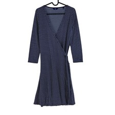 Gant Robe Drapée À Manches Longues V En Col En V Imprimée Bleu Foncé XL
