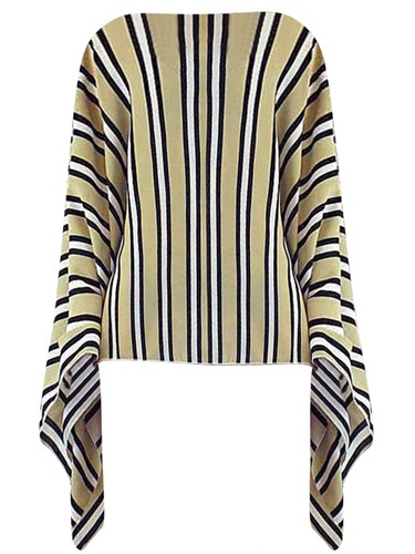 PONCHO TOP BEIGE BLANCO Y NEGRO RAYAS LIGERO - Imagen 1 de 10