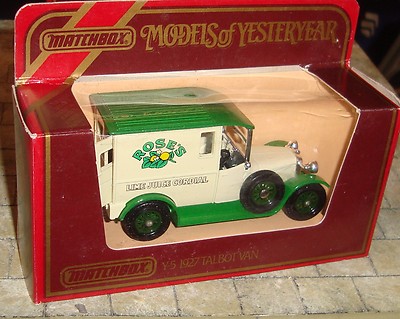 MATCHBOX -MODELS OF YESTERYEAR- 1927 TALBOT VAN - ROSE'S LIME JUICE CORDIAL -Y-5