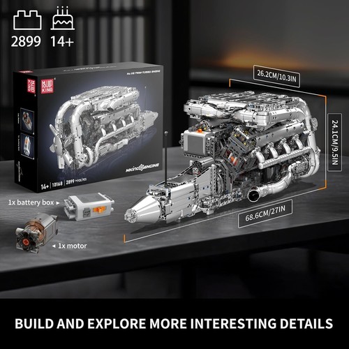 V8 Engine Building Kit 8 Cylinder Double Turbo Motor Model 2899 Pieces Advanced - Picture 5 of 6
