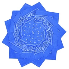 12 Pack 100% Cotton Paisley Bandana Head Wrap Royal Blue