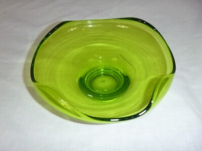 Vtg Mid Century Viking Glass Avocado Green Epic Bon Bon Bowl Dish #6602 - 7''