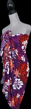 Pareo Hawaiian Polynesian Swimwear Cover Up Sarong Lava Wrap Purple Orange