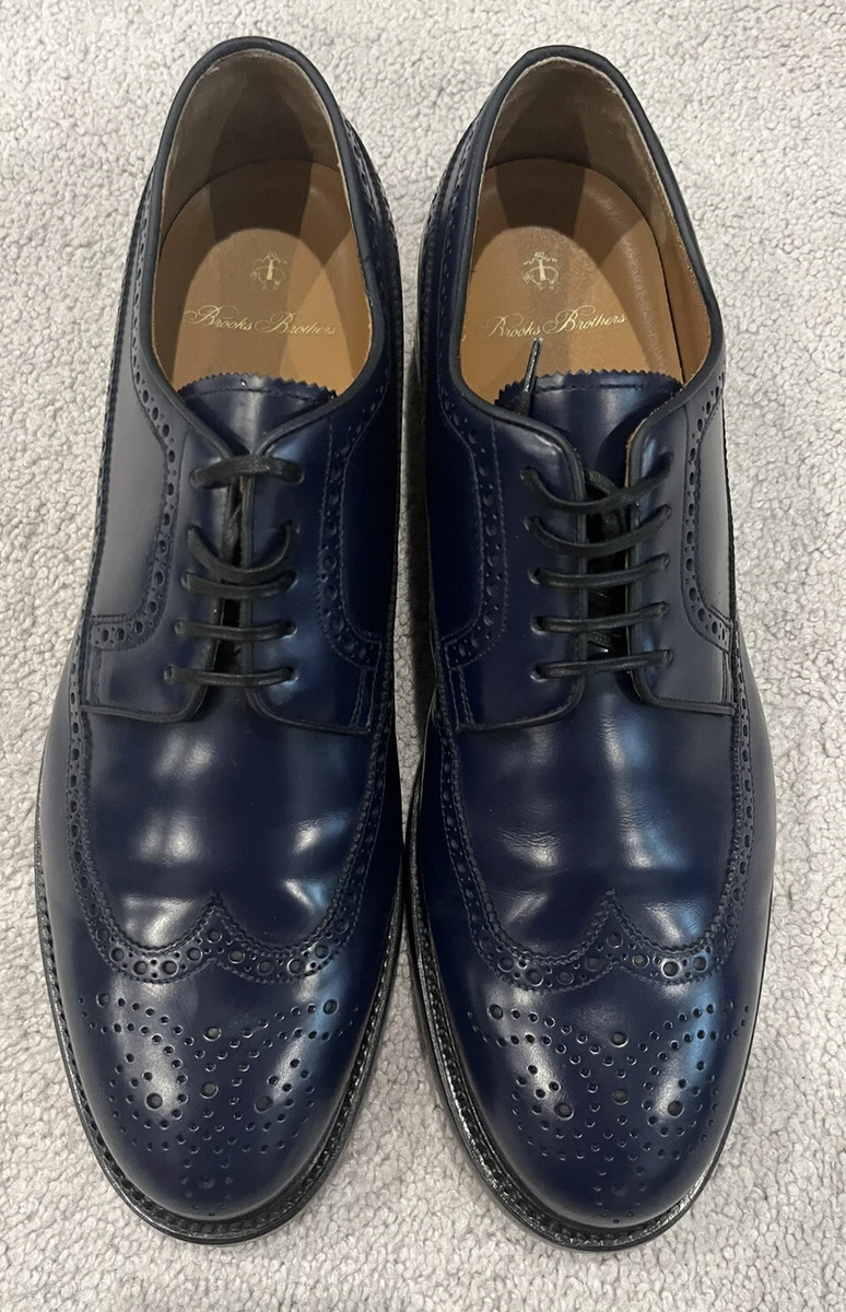 Peal Co. Brooks Brothers Dark Blue Leather Wingtips Shoes Size