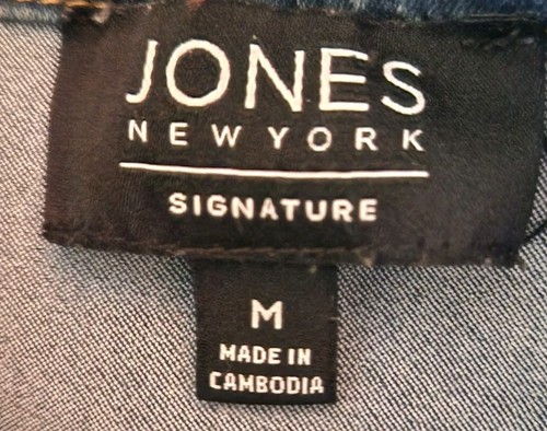 Jones New York Medium Wash Indigo Denim Jean Jacket With Gold Buttons Sz Medium - Picture 6 of 9