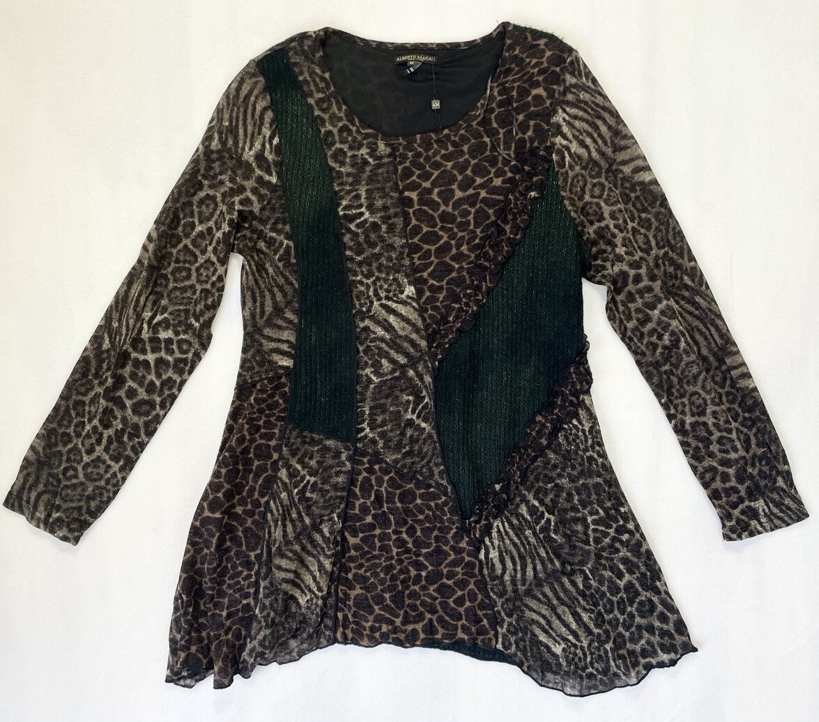 NWT Alberto Makali Leopard Abstract Long Sleeve Acrylic Blend
