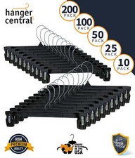 Plastic Pants  Skirt Hangers with Padded Pinch Clips, 10 in, 10 Pack