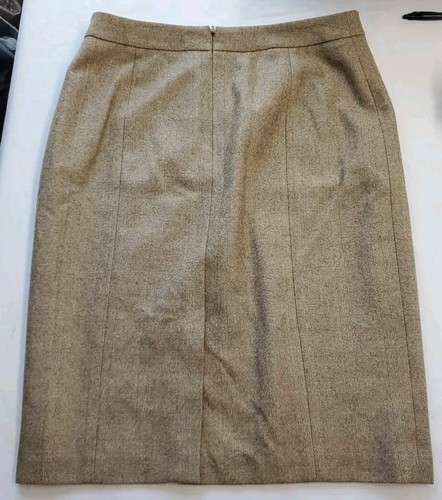 Brooks Brothers 346 Beige Camel Plaid Silk wool Straight Pencil Skirt 8 Lined - Picture 4 of 6