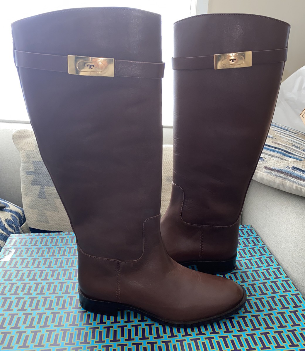 Tory Burch Women's T-Hardware, Brown Leather Riding Boots