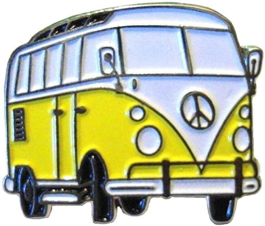 GBJUK Oranje en witte campervan emaille pin revers badge met vlinder