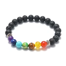 8mm Natural Gem Beads Stretch & Adjustable Bracelet Healing Reiki 7 Chakras Yoga