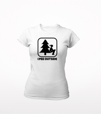 I Pee Outside Girl Sign Funny Summer Camping Outdoor | Women's Favorite Tee 