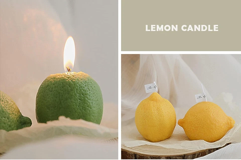 Lemon Shaped Scented Candle,100G Fruit Aroma Soy Wax Decorative Candle for Table - image 2 of 4