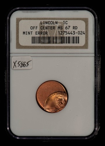 1c Lincoln Memorial Cent Mint Error Off-Center Strike - NGC MS 67 RD - SKU-X5865