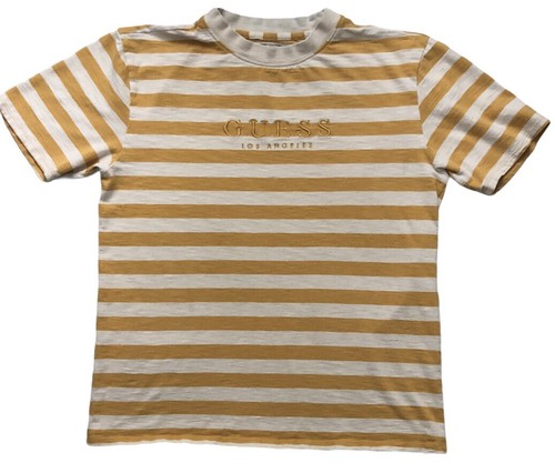 Yellow/Gold White Striped T-Shirt Size 