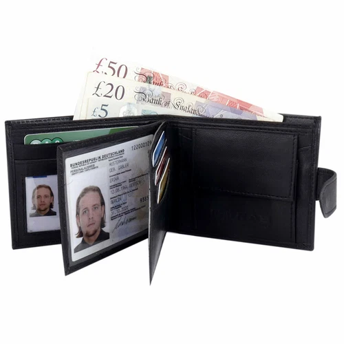 Soft Genuine Leather RFID Blocking Wallet 3 ID Window Pockets and Coin PouchOpens in a new window or tab