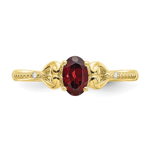 10k Yellow Gold Garnet and Diamond Ring Size 7 - Picture 4 of 4