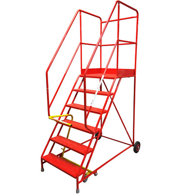 6 Stufen SCHWERLAST Mobile Lagertreppe Lochstufen 2,35m Sicherheitsleiter