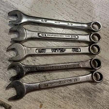 Lot of 5 Variety Brands 3/8" Combination Wrench ~ 12-pt Box and Open End ~  SAE