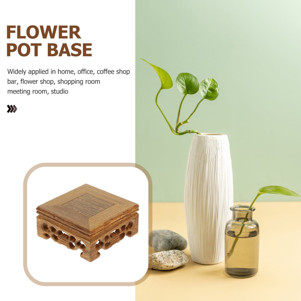 Vase Wooden Base Square Display Riser Cake Stands Garden Plant Pot