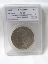 1878 8-TF MORGAN DOLLAR VAM-9A "FIRST" / CLASHED TOP 100 / CD (41096)