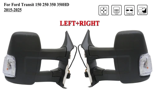 Pair Left+Right Side Mirror Long Extend Arm with Light for 10-25 Ford Transit