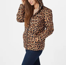 G.i.l.i. - Zip Front Fleece Lined Printed Puffer Jacket - Leopard - Xs