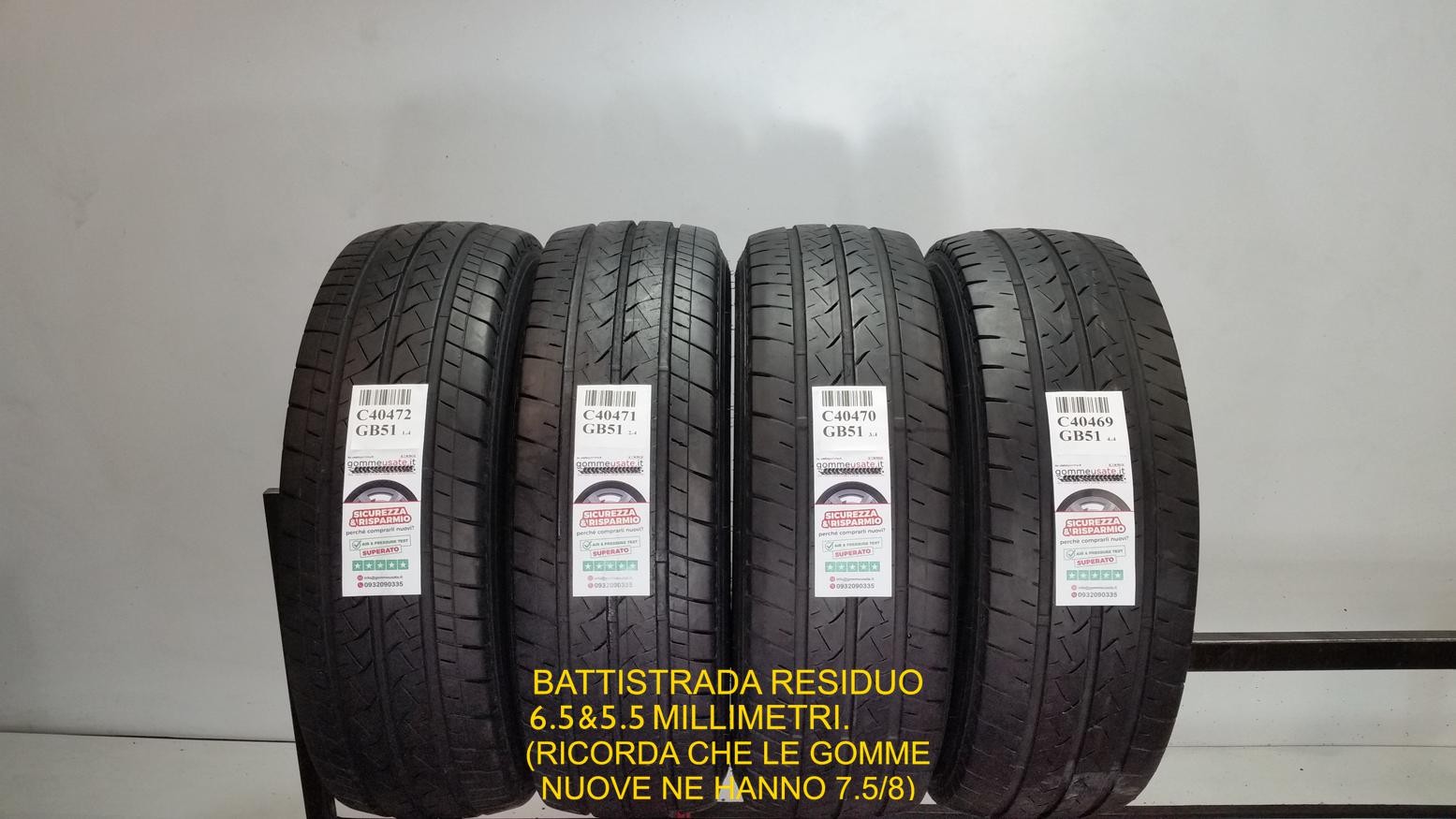 GOMME USATE 225/65R16C 112T BRIDGESTONE DURAVIS R660 PNEUMATICI USATI C40472
