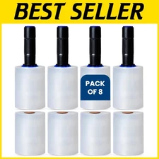 5" Plastic Stretch Film Wrap, 1000ft - Clear Cling, 8 Pack