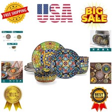 12 Pieces Dinnerware Sets, Plates and Bowls Set, Porcelain Dishes Set for 4, ...